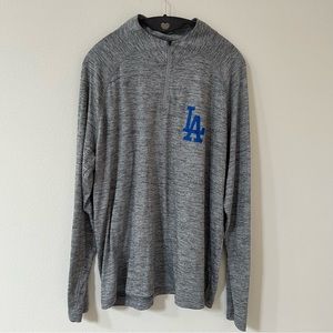 LA Dodgers 1/4 zip Long-sleeve Size XL Marled grey and blue font GUC